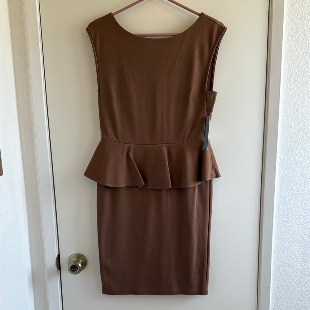 Never Worn Alice & Olivia Elegant Brown Peplum Dress